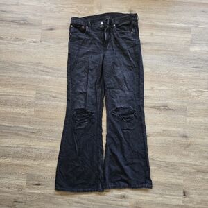 American Eagle Outfitters Loose Fit Black Flare Jeans